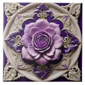 パープルバラモダンビューティフルコレクションセラミック タイル (正面)