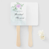 パープルバラユーカリプスグリーンブライダルシャワー ハンドファン (正面&裏面)