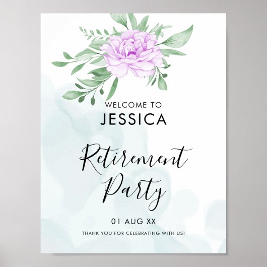 パープルバラユーカリ葉スリタイアパーティー ポスター (正面)