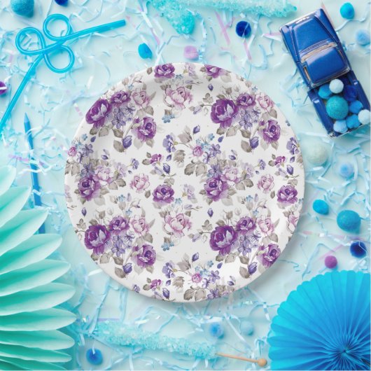 パープルバララベンダーフローラガーデンパーティー結婚ズ ペーパープレート (パーティー)