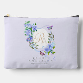 パープルバラリボンモノグラムプリントカットソーバッグ アクセサリーポーチ