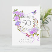 パープルバラリボン誕生日 シーズンカード (スタンド正面)