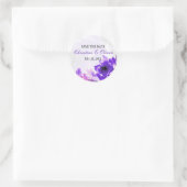 パープルバラロマン結婚チズステッカー ラウンドシール (バッグ)