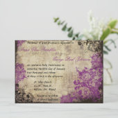 パープルバラヴィンテージウェディング招待状 招待状 (スタンド正面)