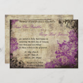 パープルバラヴィンテージウェディング招待状 招待状 (正面/裏面)