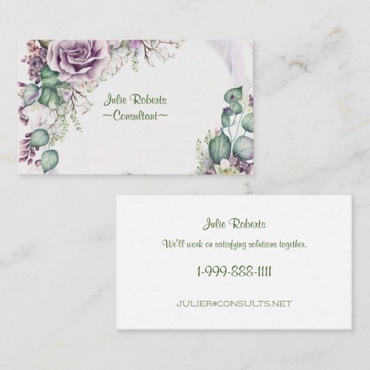 パープルバラ名刺 名刺 (正面/裏面)