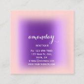 パープルバラ布ハンガーファッションブティック スクエア名刺 (裏面)