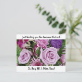 パープルバラ恋しく思「I  YOU」ことわざハイポストカード ポストカード (スタンド正面)