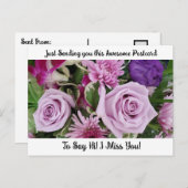 パープルバラ恋しく思「I  YOU」ことわざハイポストカード ポストカード (正面/裏面)