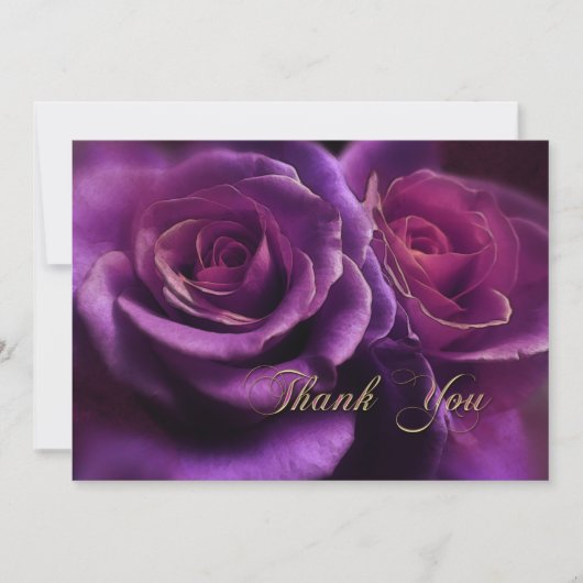 パープルバラ悔やみや弔慰メモリアル写真 サンキューカード (正面)