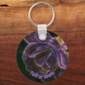 パープルバラ抽象芸術アートフラワーパーソナライズされた キーホルダー (裏面)