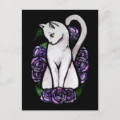 パープルバラ白猫バラ ポストカード (正面)