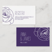 パープルバラ結婚アウトラインのレジストリカード エンクロージャーカード (正面/裏面)