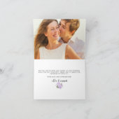 パープルバラ結婚フローラの写真ありがとう サンキューカード (内部)