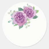 パープルバラ結婚式の引き出物シール ラウンドシール (正面)