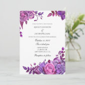 パープルバラ結婚式招待状ピンクフローラ招待状 招待状 (スタンド正面)