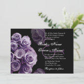 パープルバラ結婚式招待状メタリック 招待状 (スタンド正面)