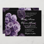 パープルバラ結婚式招待状メタリック 招待状 (正面/裏面)