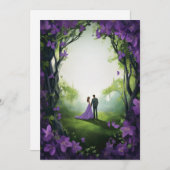 パープルバラ結婚式招待状:フローラエレガンス (正面/裏面)