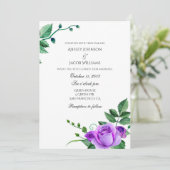 パープルバラ結婚式招待状。フローラ招待状 招待状 (スタンド正面)
