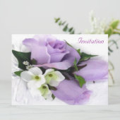パープルバラ結婚式招待状 招待状 (スタンド正面)