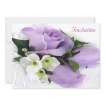 パープルバラ結婚式招待状
