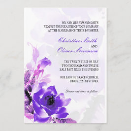 パープルバラ結婚式招待状 招待状
