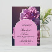 パープルバラ結婚式招待状 招待状 (スタンド正面)