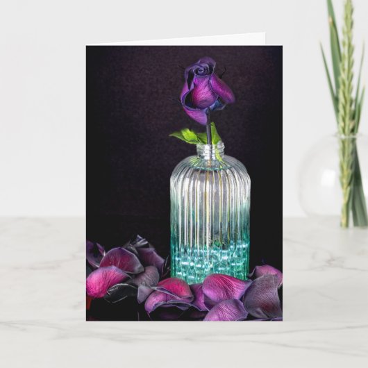 パープルバラ花びら サンキューカード (正面)