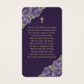 パープルバラ金ゴールドクロス葬儀祈りの言葉カード (裏面)