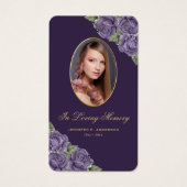 パープルバラ金ゴールドクロス葬儀祈りの言葉カード (正面)