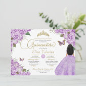 パープルバラ金ゴールドティアラバタフライカエレガントンス 招待状 (スタンド正面)