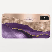 パープルバラ金ゴールドリキッドインク大理石エレガント Case-Mate iPhoneケース (裏面(横))