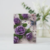 パープルバラ&パール ポストカード (スタンド正面)