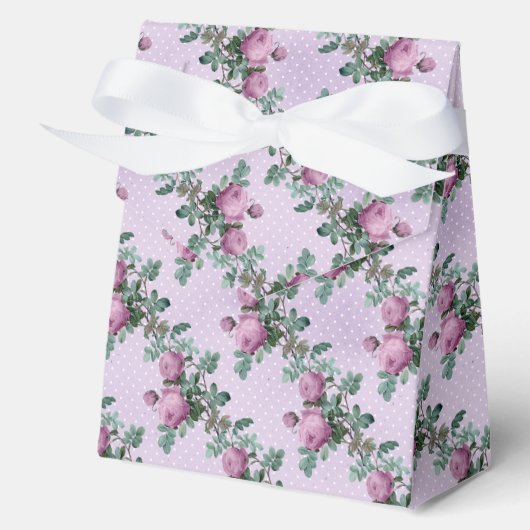 パープルバラ&ホワイト水玉模様ヴィンテージスタイル フェイバーボックス (正面)