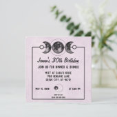 パープルバラ&ムーンズファンタジー誕生日招待状 招待状 (スタンド正面)