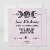 パープルバラ&ムーンズファンタジー誕生日招待状 招待状 (正面)