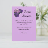 パープルバラSweet sixteenバースデーパーティー招待状 招待状 (スタンド正面)