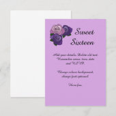 パープルバラSweet sixteenバースデーパーティー招待状 招待状 (正面/裏面)
