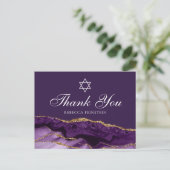 パープルバルミツワーユダヤ人の星ダビデありがとう ポストカード (スタンド正面)