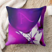パープルバルーンおもしろいピンクモノグラム装飾用クッション クッション (ブランケット)