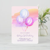 パープルバルーンガールズ1st誕生日招待状 招待状 (スタンド正面)