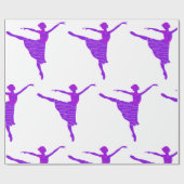 パープルバレエダンサーウィズラッピング紙 ラッピングペーパー (フラット)