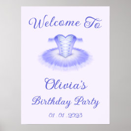 パープルバレエ誕生日ツチュウェルカムサイン ポスター
