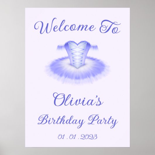 パープルバレエ誕生日ツチュウェルカムサイン ポスター (正面)
