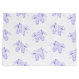 パープルバレエ誕生日ポインテシューズ ラージペーパーバッグ