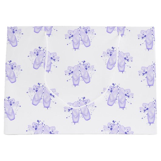 パープルバレエ誕生日ポインテシューズ ラージペーパーバッグ (正面)