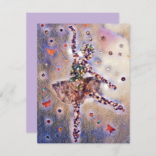 パープルバレリナカワイイ踊りガールカスタム 出欠カード (正面/裏面)