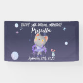 パープルバレリナキャット子供の誕生日パーティー 横断幕 (横)