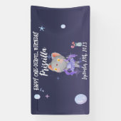 パープルバレリナキャット子供の誕生日パーティー 横断幕 (縦)